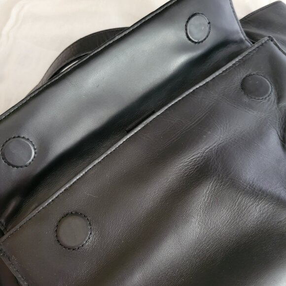 Laura Scott Genuine Leather Purse hobo handbag double handle black lotsa pockets - Picture 10 of 13